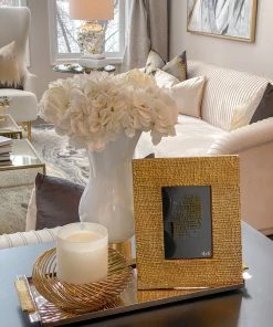 Inspire Me! Home Decor White Glass Vase With Gold Metal Base
