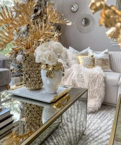 Inspire Me! Home Decor Gold Cascading Floral And White Vase 18 Inspire Me! Home Decor Gold Cascading Floral And White Vase