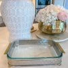 Inspire Me! Home Decor Silver Pyrex Holder With Gold Mosaic Handles And Pyrex