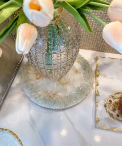 Inspire Me! Home Decor Round White Resin Tray/Trivet