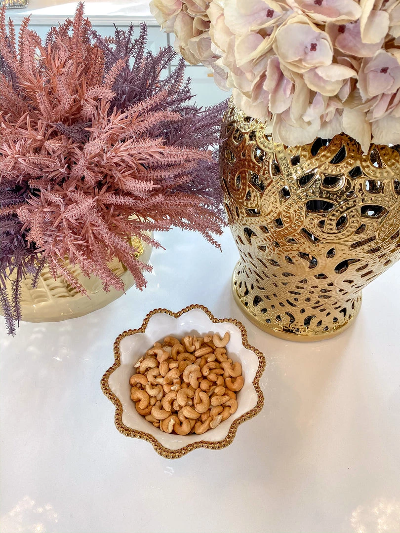 Inspire Me! Home Decor Gold And White Beaded Pedestal Bowl 7 Inspire Me! Home Decor Gold And White Beaded Pedestal Bowl