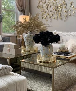 Inspire Me! Home Decor White Vase With Gold Floral Detail (2 Sizes) 8 Inspire Me! Home Decor White Vase With Gold Floral Detail (2 Sizes)