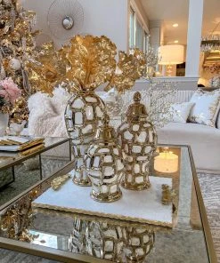 Inspire Me! Home Decor Gold & White Ginger Jar (3 Sizes) 11 Inspire Me! Home Decor Gold & White Ginger Jar (3 Sizes)