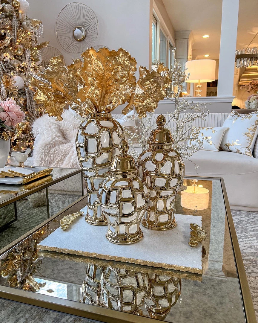 Inspire Me! Home Decor Gold & White Ginger Jar (3 Sizes) 5 Inspire Me! Home Decor Gold & White Ginger Jar (3 Sizes)