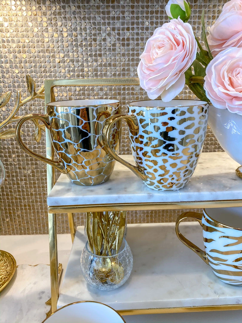 Inspire Me! Home Decor Set Of 4 - 19 Oz Gold Metallic Pattern Print Mugs 6 Inspire Me! Home Decor Set Of 4 - 19 Oz Gold Metallic Pattern Print Mugs