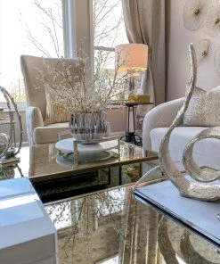 Inspire Me! Home Decor Silver Modern Handle Round Marble Tray