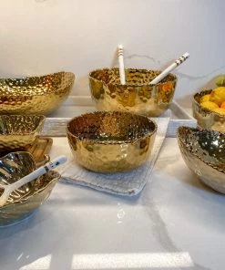 Inspire Me! Home Decor Hammered Porcelain Gold Bowl (2 Sizes)