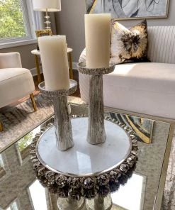 Inspire Me! Home Decor Silver Branch Pedestal Candle Holder (2 Sizes)