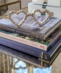 Inspire Me! Home Decor Silver Heart Eyes Glasses Decorative Sculpture