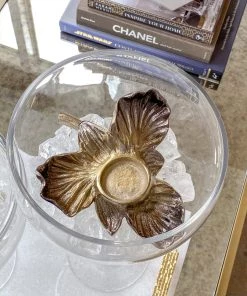 Inspire Me! Home Decor Gold Orchid Tea Light Holder