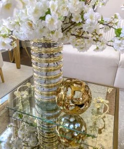 Inspire Me! Home Decor Gold Ribbed Glass Vase (2 Sizes)