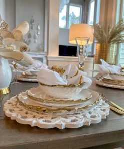 Inspire Me! Home Decor White And Gold Ombre Dinner Set