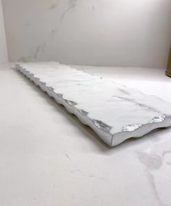 Inspire Me! Home Decor Marble Metallic Edged Rectangle Tray (2 Colors)