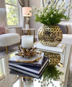 Inspire Me! Home Decor Wide Cut-Out Gold Vase