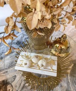 Inspire Me! Home Decor Gold Metal Branch Decorative Piece With Glass Tea-light Holder