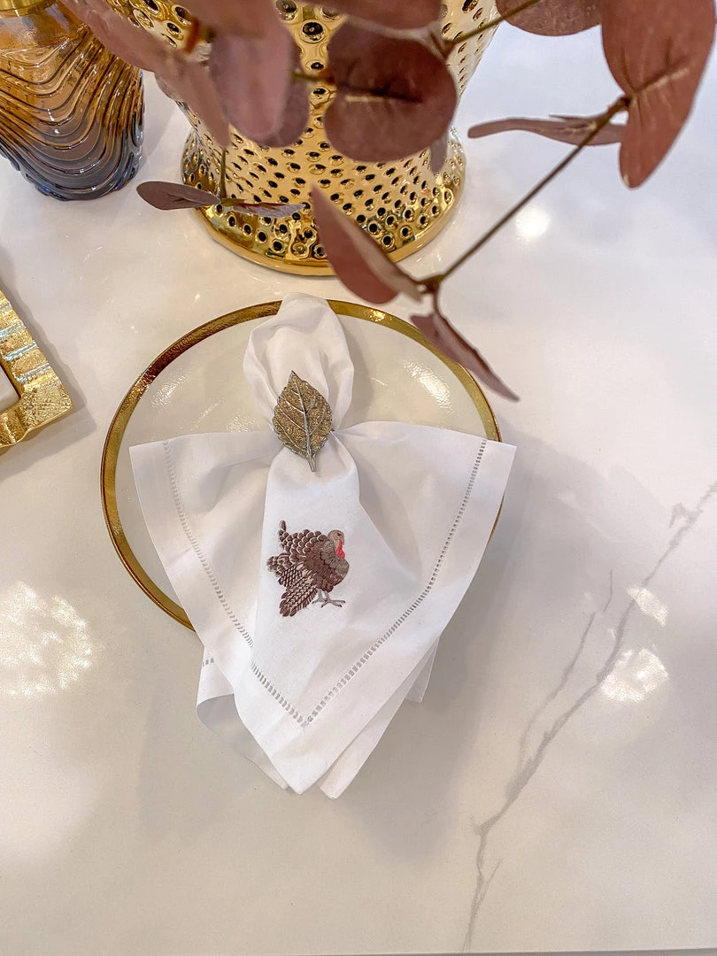 Inspire Me! Home Decor Embroidered Turkey Napkin KITCHEN 3 Inspire Me! Home Decor Embroidered Turkey Napkin KITCHEN