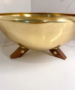 Inspire Me! Home Decor Gold Bowl With Wooden Legs