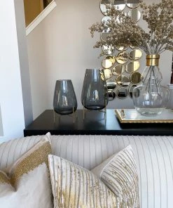 Inspire Me! Home Decor Smoke Grey Glass Planter On Gold Stand (2 Sizes)