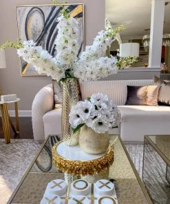 Inspire Me! Home Decor Round Marble Tray With Gold Floral Edge 15 Inspire Me! Home Decor Round Marble Tray With Gold Floral Edge