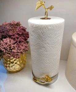 Inspire Me! Home Decor Gold Leaf Detailed Paper Towel Holder ( Available In 2 Sizes)