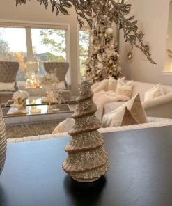 Inspire Me! Home Decor Mercury Glass Tree With Bead And Glitter Detail