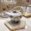 Inspire Me! Home Decor White And Gold Leaf Ornate Tea Pot
