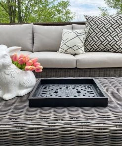 Inspire Me! Home Decor Black Wood Trays With Detailed Interior (Set Of 3)