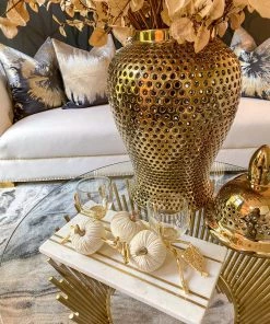 Inspire Me! Home Decor Gold Metal Branch Decorative Piece With Glass Tea-light Holder