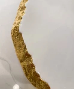 Inspire Me! Home Decor White Enameled Cake Stand With Metallic Edge (2 Colors) KITCHEN