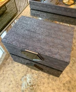 Inspire Me! Home Decor Grey Faux Leather Decorative Box With Abstract Medallion