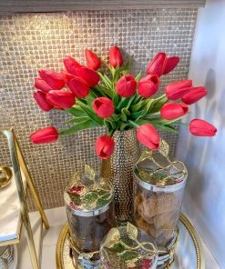 Inspire Me! Home Decor Red Tulip Bundle Floral Stems