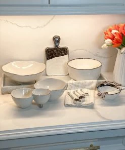 Inspire Me! Home Decor Silver And White 3 Section Serving Bowls