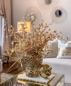 Inspire Me! Home Decor Gold Leaf Pattern Ginger Jar (2 Sizes)