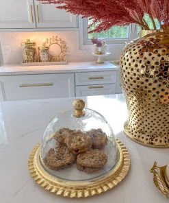 Inspire Me! Home Decor Gold Cake Dome With Ripple Edge (2 Colors)