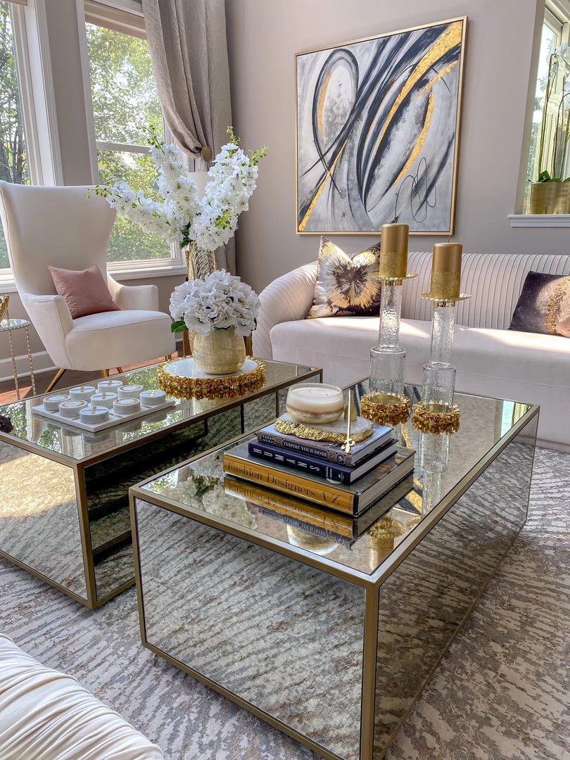 Inspire Me! Home Decor Glass Candle Holder With Gold Metal Floral Details (2 Sizes) 6 Inspire Me! Home Decor Glass Candle Holder With Gold Metal Floral Details (2 Sizes)