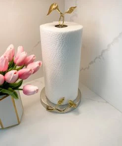 Inspire Me! Home Decor Gold Leaf Detailed Paper Towel Holder ( Available In 2 Sizes)