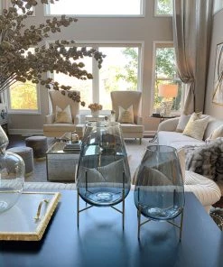 Inspire Me! Home Decor Smoke Grey Glass Planter On Gold Stand (2 Sizes)