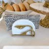 Inspire Me! Home Decor White Ceramic Napkin Holder With Gold Leaf