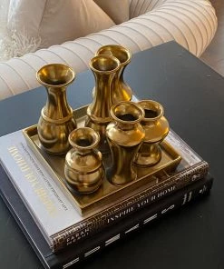 Inspire Me! Home Decor Square Base Gold Vase Display