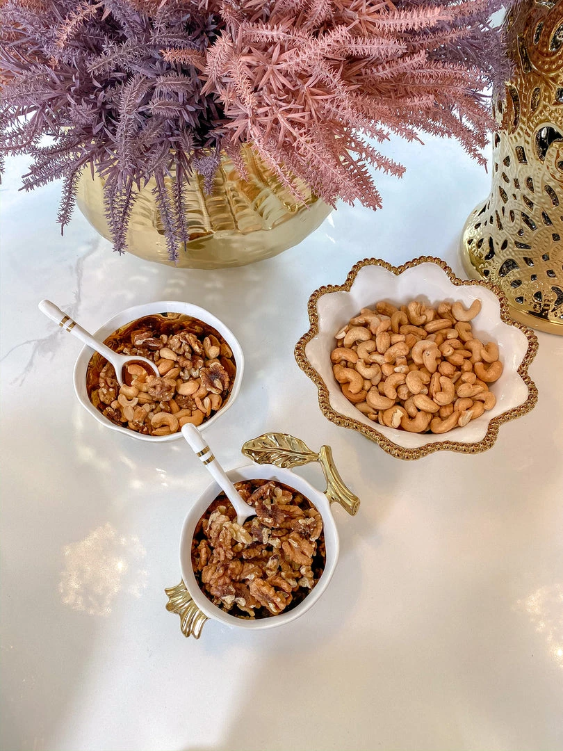 Inspire Me! Home Decor Gold And White Beaded Pedestal Bowl 8 Inspire Me! Home Decor Gold And White Beaded Pedestal Bowl