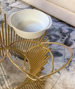 Inspire Me! Home Decor KITCHEN Round Porcelain Serve-ware With Metal Base 5 Inspire Me! Home Decor KITCHEN Round Porcelain Serve-ware With Metal Base