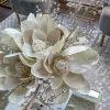 Inspire Me! Home Decor Floral Stems Large White Beaded Magnolia Stem