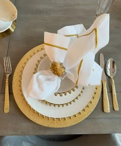 Inspire Me! Home Decor White And Gold Beaded Dinner Set 17 Inspire Me! Home Decor White And Gold Beaded Dinner Set