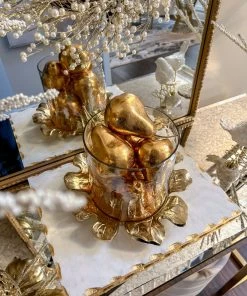 Inspire Me! Home Decor Gold Glass Hurricane With Flower Base