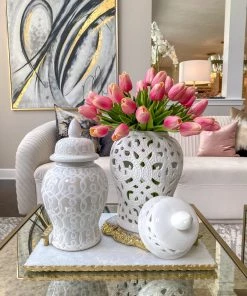 Inspire Me! Home Decor White Beaded Ginger Jar