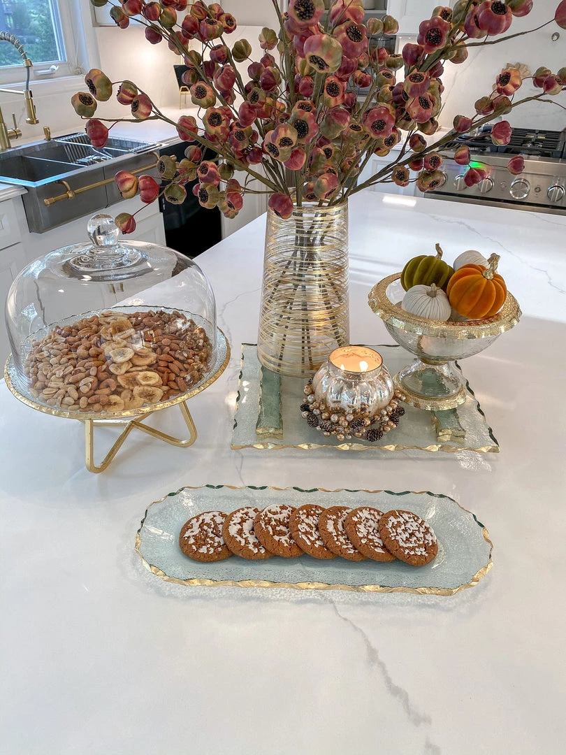 Inspire Me! Home Decor Glass Oval Tray With Hammered Gold Edge 5 Inspire Me! Home Decor Glass Oval Tray With Hammered Gold Edge