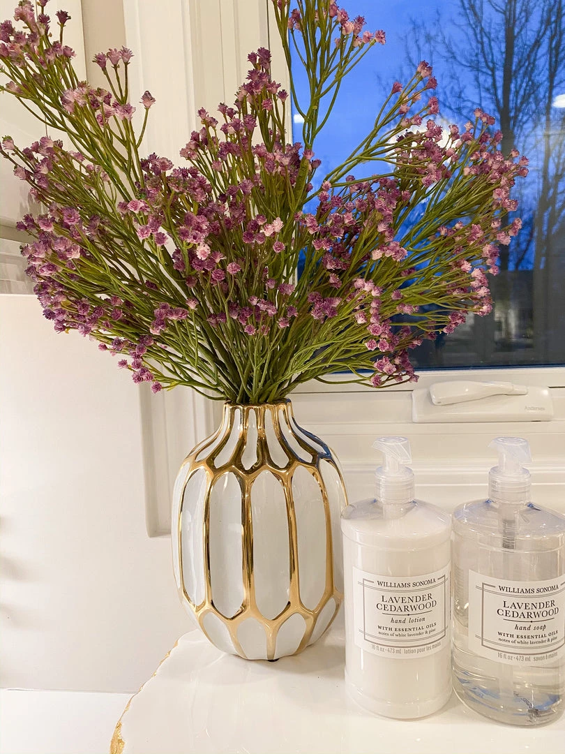 Inspire Me! Home Decor White And Gold Pattern Vase 6 Inspire Me! Home Decor White And Gold Pattern Vase