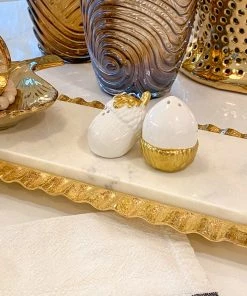 Inspire Me! Home Decor Gold And White Acorn Salt And Pepper Shakers