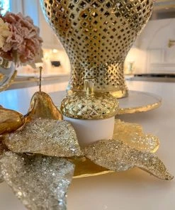 Inspire Me! Home Decor White Acorn Candle With Gold Top