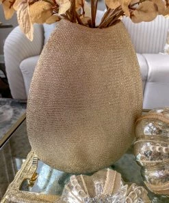 Inspire Me! Home Decor Ceramic Textured Metallic Vase ( Gold & Silver )